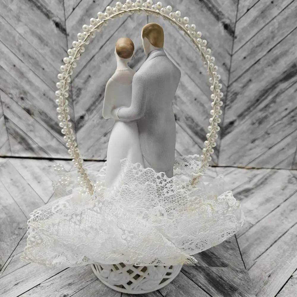 Vintage Wedding Cake Top Bakery Crafts Hallmark 80s 1986 Bride Groom